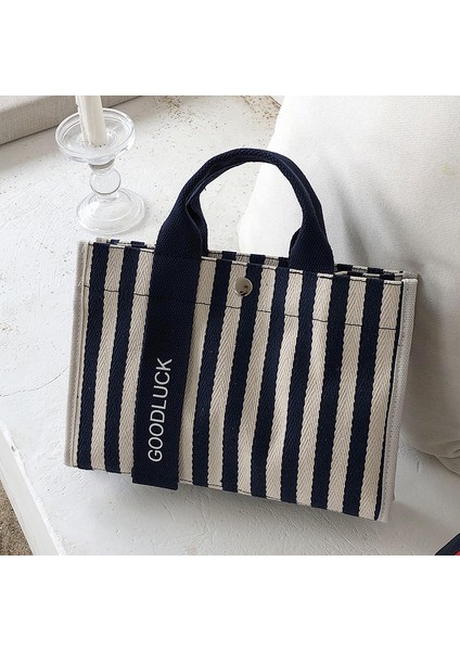 Açık Çizgili Kadın Omuz Kore Tarzı Kanvas Askılı Küçük Kare Crossbody Anne Basit Seyahat Çantası (Yurt Dışından) modelleri