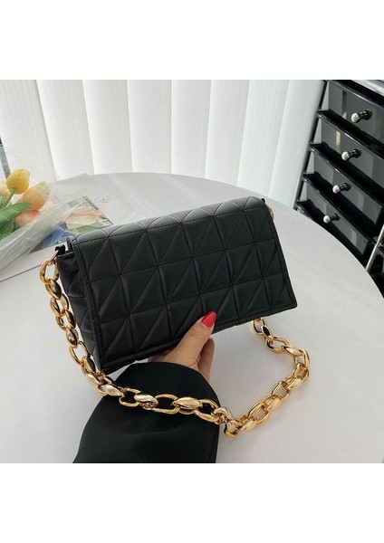 Üst Düzey Kadın Omuzdan Askili Tüm Maç Zincir Pu Deri Alışveriş Trend Toka Dropshipping Çantası (Yurt Dışından)