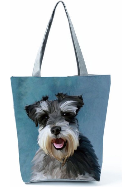 HL2817 Schnauzer Dropship Schnauzer Köpek Boyama Kadın Için Kore Omuz Alışveriş Alışveriş Büyük Kapasiteli Tote Çantası (Yurt Dışından)