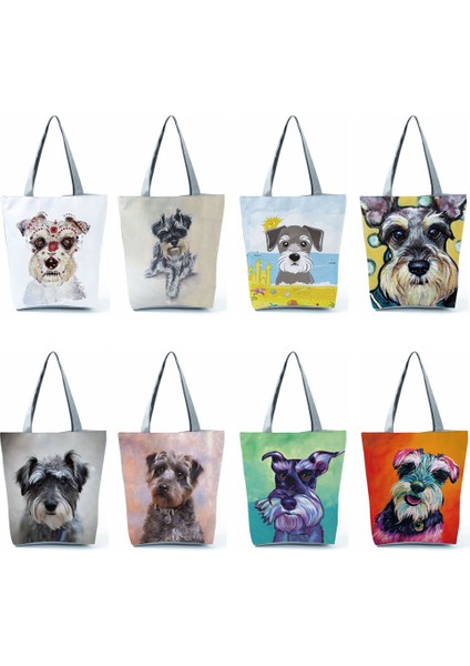 HL2817 Schnauzer Dropship Schnauzer Köpek Boyama Kadın Için Kore Omuz Alışveriş Alışveriş Büyük Kapasiteli Tote Çantası (Yurt Dışından)