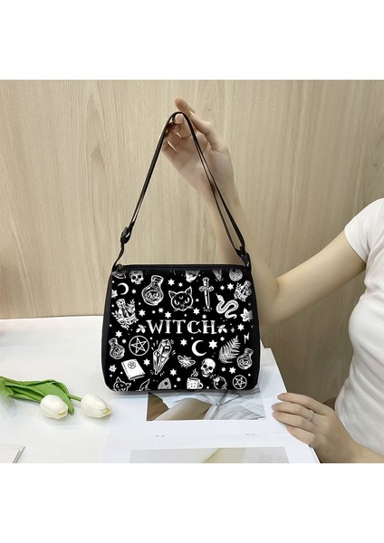YXBWITCHCW05W Gotik Kız / Cadı / Wicca Retro Boş Omuz Kadın Çapraz Saplı Koltukaltı Kadın Debriyaj Tote Çantası (Yurt Dışından) indirimleri