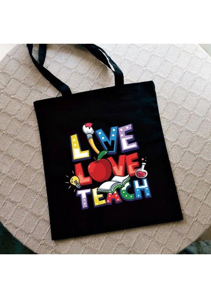 G9694-TBBK-M Teacher Love Inspire Kadın Shopper Alışveriş Kanvas Omuz Kadın den Kullanılabilir Katlanabilir Depolama Tote En Iyi Hediye Çantası (Yurt Dışından) fırsatları