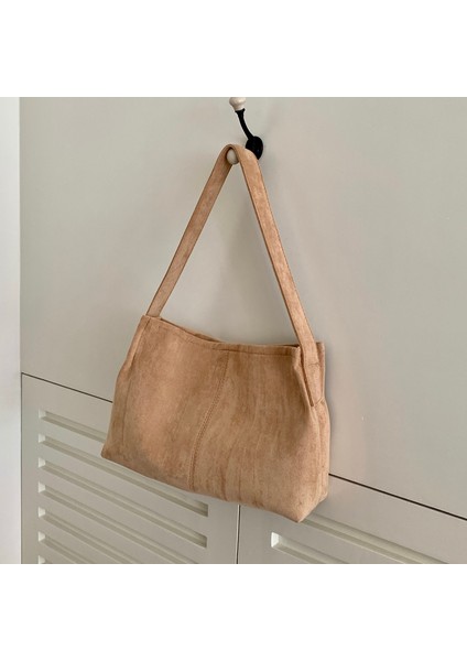 Kayısı Kış Vintage Kadın Orta Yumuşak Sahte Süet Kadın Omuz Crossbody Tüm Satış Çantası (Yurt Dışından)