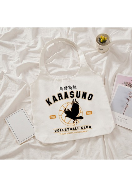 16560 Anime Haikyuu Alışveriş Eko Manga Tote Harajuku Alışveriş Kadın Kanvas Omuz Büyük Kapasiteli Büyük Kapasiteli Çantası (Yurt Dışından) fırsatları