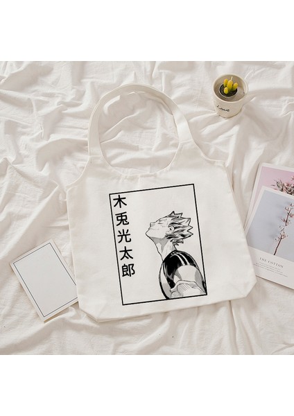 16560 Anime Haikyuu Alışveriş Eko Manga Tote Harajuku Alışveriş Kadın Kanvas Omuz Büyük Kapasiteli Büyük Kapasiteli Çantası (Yurt Dışından) indirimleri