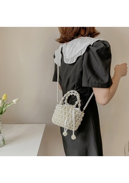 Stilküçük Omuz Crossbody Kadın Için Inci Yay Kadın Akşam Parti Cluthes Madeni Para Cüzdanı Mini Messenger Çantası (Yurt Dışından) modelleri