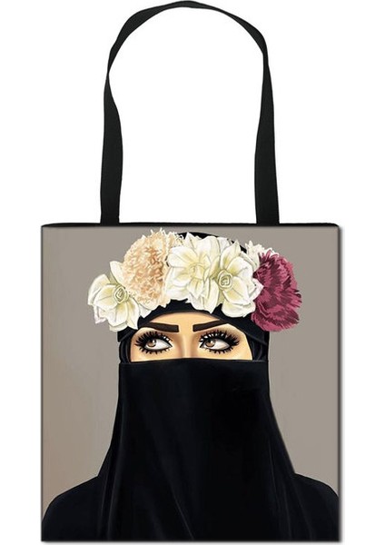 BSTBMUSLIM05 Başörtüsü Yüz Müslüman Omuz Kadın Tote Büyük Kapasiteli Kadın Alışveriş Islam Kız Seyahat Çantası (Yurt Dışından)