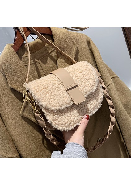 Kış Kadın Omuz Messenger Örgü Kayış Eyer Koltukaltı Peluş Kürk Kadın Tasarımcısı Çantası (Yurt Dışından) modelleri