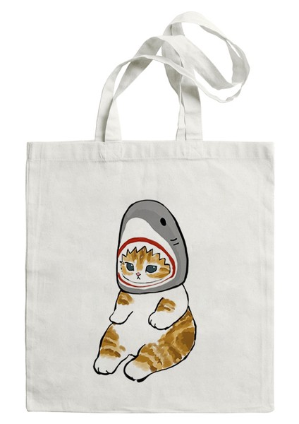 C470 Kawaii Köpekbalığı Kedi Alışveriş Kadın Kanvas Bolsa Shopper Bolso Alışveriş Yüksek Kapasiteli Tote den Kullanılabilir Ecobag Çantası (Yurt Dışından)