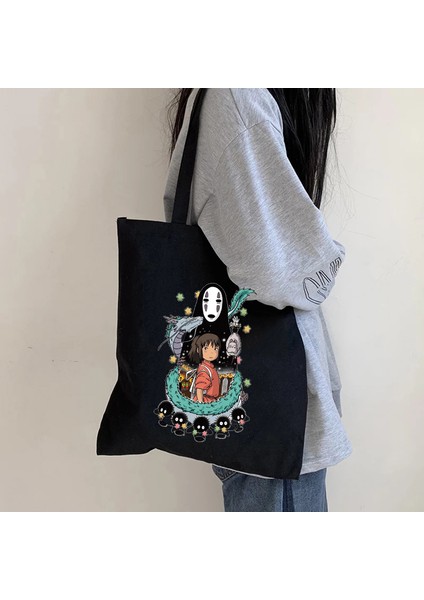 WHITE26 Anime Totoro Alışveriş Grafik Tote Harajuku Alışveriş Kadın Kanvas Omuz Kadın Ulzzang Komik Eko Ruhların Kaçışı Çantası (Yurt Dışından) fiyatları