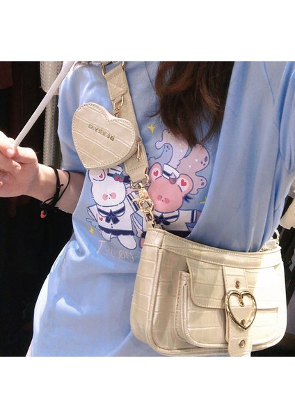 Xinse Xiuya Harajuku Kawaii Lolita Omuz Kadın Pu Deri Şeker Renk Tatlı Sevimli Bozuk Para Cüzdanı ile Crossbody Cüzdan Çantası (Yurt Dışından)
