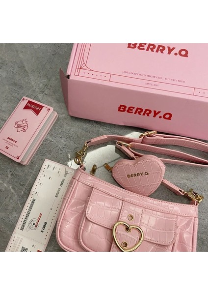Xinse Xiuya Harajuku Kawaii Lolita Omuz Kadın Pu Deri Şeker Renk Tatlı Sevimli Bozuk Para Cüzdanı ile Crossbody Cüzdan Çantası (Yurt Dışından) modelleri