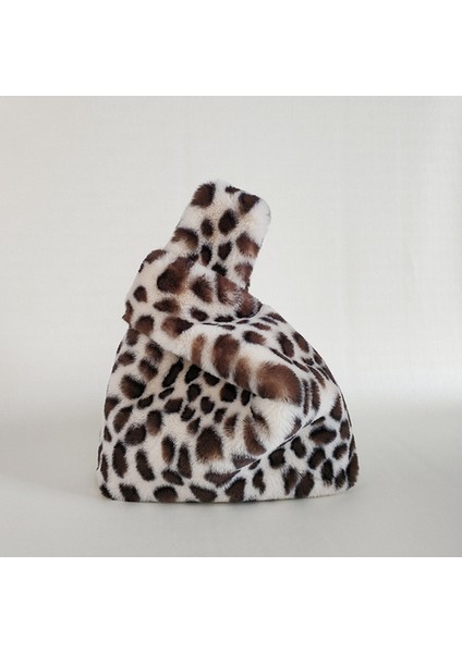 Bej Leopar Sevimli Yumuşak Peluş Kadın Taklit Kürk Kadın Kış Debriyaj Tasarım Kadın Küçük Bez Yelek Bolso Mujer Çantası (Yurt Dışından)