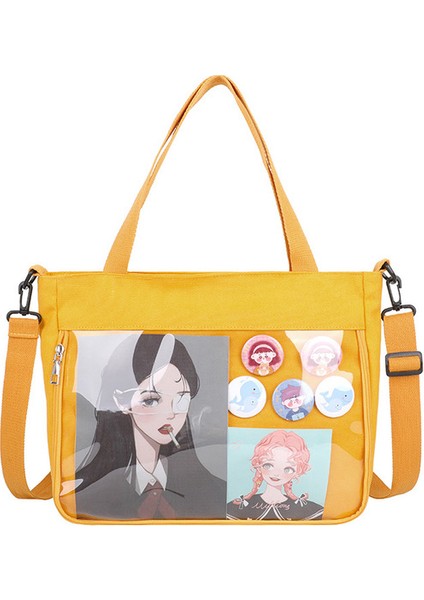 Sarı Japonya Ita Crossbody Mini Çıkarılabilir Dekoratif Şeffaf Katmanlı Gençler Kızlar Için Sevimli Tatlı Güzel Paket Itabag Çantası (Yurt Dışından)