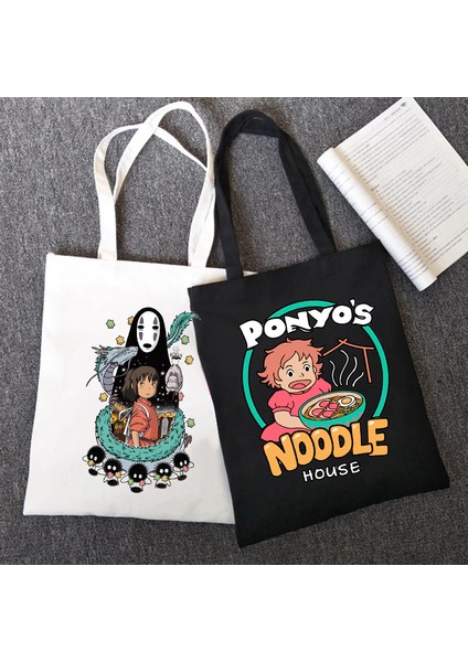 WHITE29 Anime Ruhların Kaçışı Totoro Alışveriş Grafik Tote Harajuku Alışveriş Kadın Kanvas Omuz Kadın Ulzzang Komik Eko 90S Çantası (Yurt Dışından) fırsatları