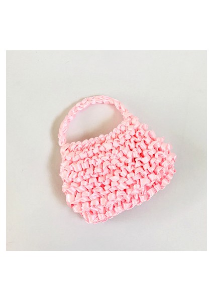 Pembe Kadın Yaz Örgü Küçük Dokuma Tığ Ipek Dokuma Saten Kurdele Turuncu Clutchesmini Çantası (Yurt Dışından)