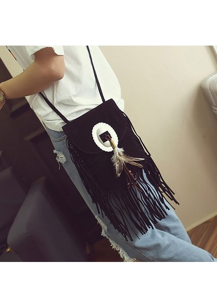 Saçak Bir Vintage Bohemian Fringe Messenger Crossbody Buzlu Pu Deri Kadın Püskül Boho Hippi Çingene Saçaklı Kadın Çantası (Yurt Dışından) fırsatları