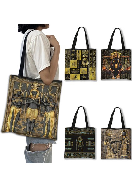 Mısır Firavunu Anubis Omuz Tote Kız Alışveriş Mısır Hiyeroglifleri ve Sembolleri Baskı Alışveriş Kadın Çantası (Yurt Dışından) fiyatları
