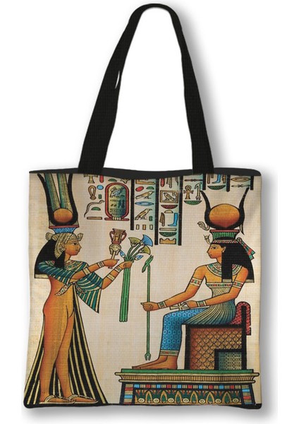 Mısır Firavunu Anubis Omuz Tote Kız Alışveriş Mısır Hiyeroglifleri ve Sembolleri Baskı Alışveriş Kadın Çantası (Yurt Dışından) fırsatları
