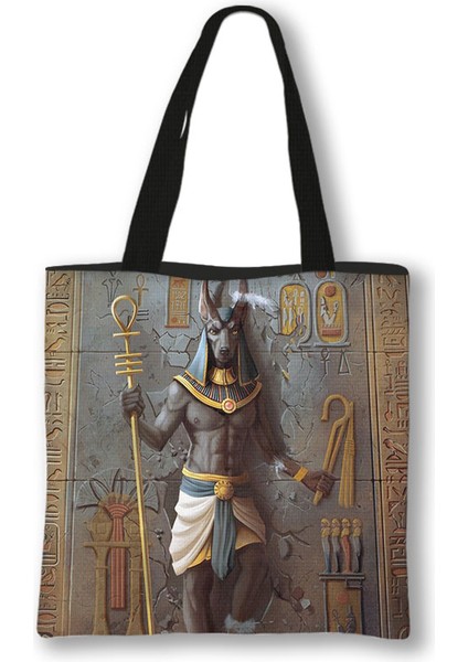 Mısır Firavunu Anubis Omuz Tote Kız Alışveriş Mısır Hiyeroglifleri ve Sembolleri Baskı Alışveriş Kadın Çantası (Yurt Dışından) indirimleri
