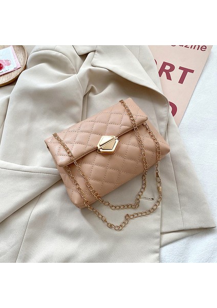 Pembe 2023 Kadın Omuzdan Askili Eşkenar Dörtgen Işlemeli Zincir Kadın Omuz Crossbody Telefon Çantası (Yurt Dışından)