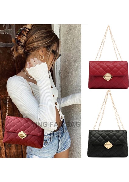 Pembe 2023 Kadın Omuzdan Askili Eşkenar Dörtgen Işlemeli Zincir Kadın Omuz Crossbody Telefon Çantası (Yurt Dışından) fiyatları