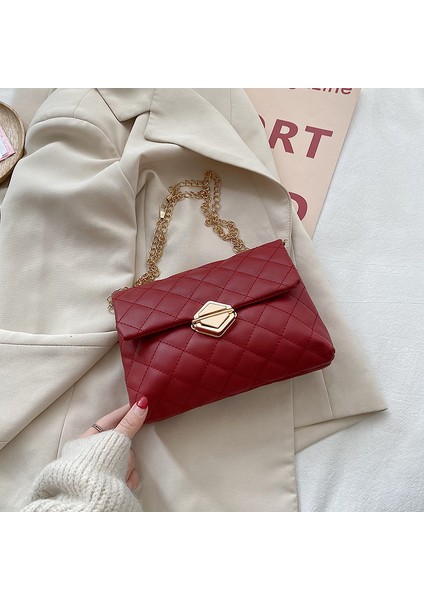 Pembe 2023 Kadın Omuzdan Askili Eşkenar Dörtgen Işlemeli Zincir Kadın Omuz Crossbody Telefon Çantası (Yurt Dışından) indirimleri