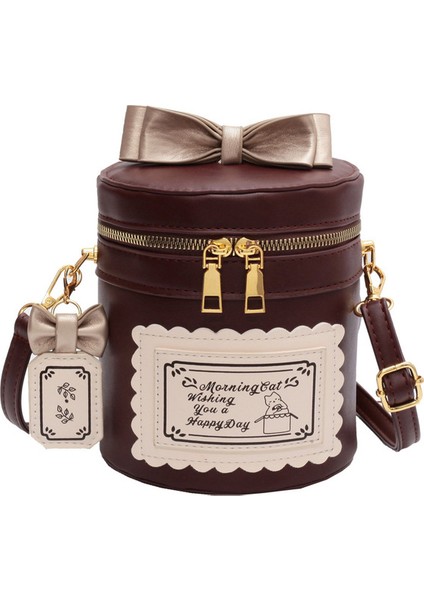 Kahve lik Ilmek Kova Şekli Kadın ve Lolita Zincir Omuz Karikatür Küçük Crossbody Kızlar Kawaii Tote Çantası (Yurt Dışından)