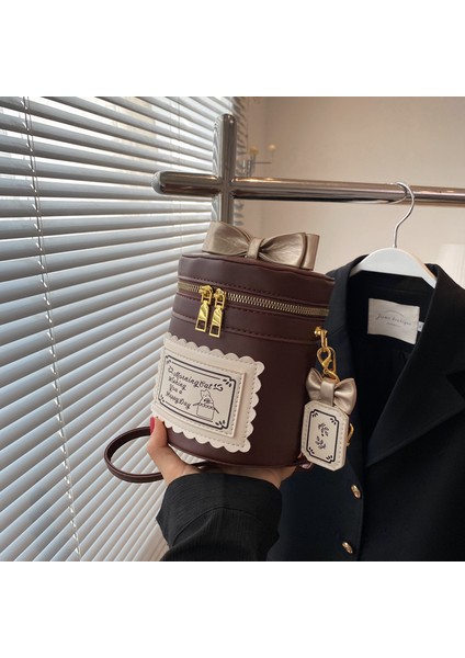 Kahve lik Ilmek Kova Şekli Kadın ve Lolita Zincir Omuz Karikatür Küçük Crossbody Kızlar Kawaii Tote Çantası (Yurt Dışından) modelleri