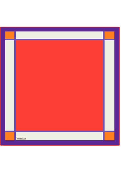 Kırmızı Geniş Bordürlü Düz Ipek Mendil