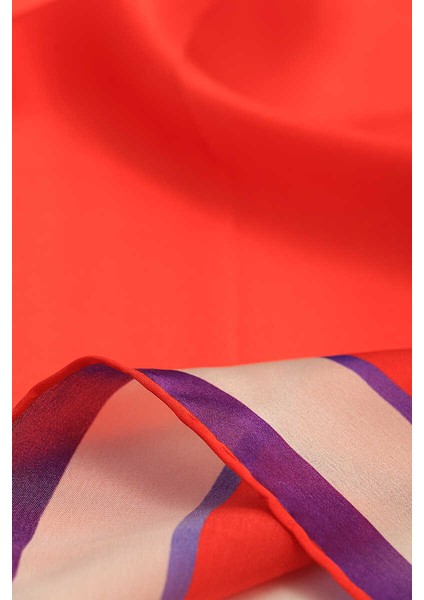 Kırmızı Geniş Bordürlü Düz Ipek Mendil modelleri