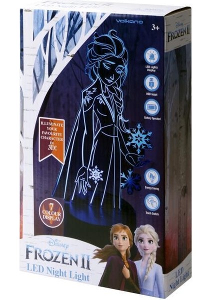 Gece Lambası Disney Frozen Karlar Ülkesi Elsa Usbli Dokunmatik 7 Renk Ledli Lisanslı DY-1018-FR