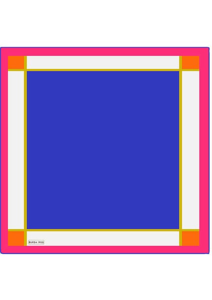 Saks Geniş Bordürlü Düz Ipek Mendil