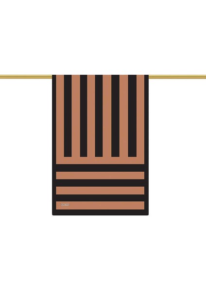Taba Çizgi Desen Twill Ipek Şal