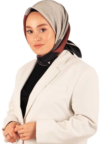 Siyah Bordo Geometrik Desen Twill Ipek Eşarp fiyatları