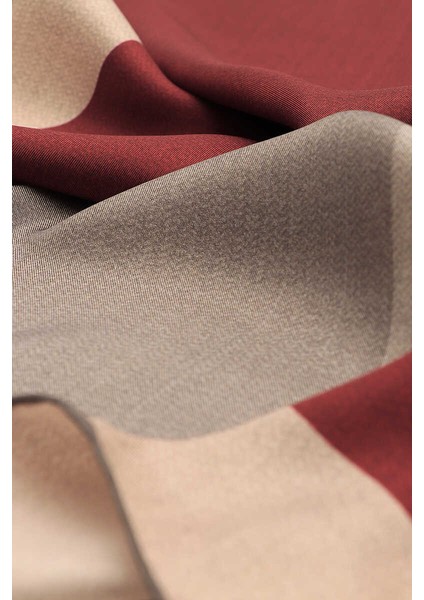 Siyah Bordo Geometrik Desen Twill Ipek Eşarp modelleri