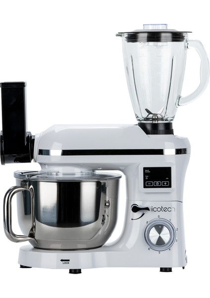 SM50 Beyaz LED Ekranlı Hamur Mayalama Kıyma Çekme Blender 2000W 6,5 Litre Stand Mikser Mutfak Şefi Hamur Yoğurma Makinesi
