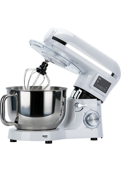 SM50 Beyaz LED Ekranlı Hamur Mayalama Kıyma Çekme Blender 2000W 6,5 Litre Stand Mikser Mutfak Şefi Hamur Yoğurma Makinesi