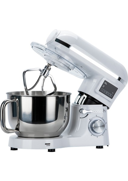 SM50 Beyaz LED Ekranlı Hamur Mayalama Kıyma Çekme Blender 2000W 6,5 Litre Stand Mikser Mutfak Şefi Hamur Yoğurma Makinesi