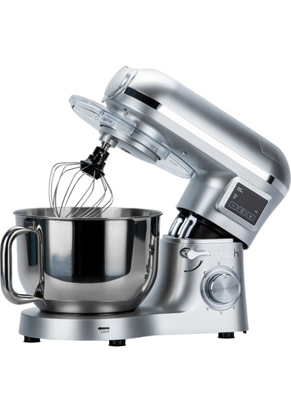 SM50 Gümüş LED Ekranlı Hamur Mayalama Kıyma Çekme Blender 2000W 6,5 Litre Stand Mikser Mutfak Şefi Hamur Yoğurma Makinesi