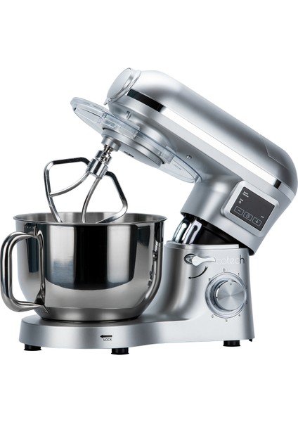 SM50 Gümüş LED Ekranlı Hamur Mayalama Kıyma Çekme Blender 2000W 6,5 Litre Stand Mikser Mutfak Şefi Hamur Yoğurma Makinesi