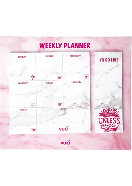 Masaüstü Haftalık Planlayıcı Defter Model Pembe Mermer