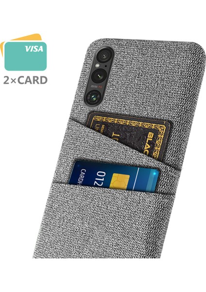 Sony Xperia 1 V Çift Kart Tutucu Telefon Kılıfı, Sert Pc + Bez Telefon Geri Kapak (Yurt Dışından) fiyatları