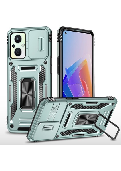 Oppo Reno7 Lite 5g Slayt Lens Kapağı Telefon Kılıfı Metal Kickstand Pc+Tpu Kapak (Yurt Dışından)