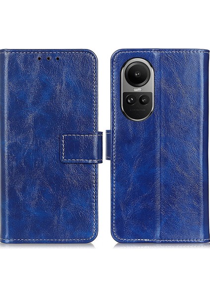 Oppo RENO10 Pro 5g / RENO10 5g Flip Telefon Kapağı, Cüzdan Pu Deri Kılıf Retro Çılgın At Doku Stand Telefon Kabuğu (Yurt Dışından)