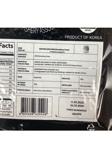Yaki Nori Sushi Deniz Yosunu 50 Yaprak 125G modelleri