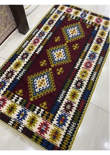 El Dokuma Yahyalı Yün Kilim 110X203 Renkli %100 Yün Kilim