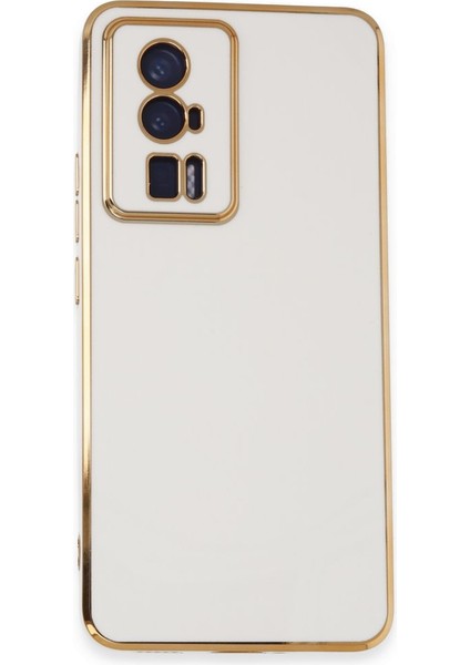 Xiaomi Poco F5 Pro Kılıf Bark Parlak Silikon Renkli Kamera Korumalı Beyaz