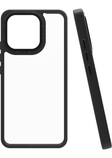 Xiaomi Mi 13 Kılıf Flora Sert Silikon Arkası Cam Şeffaf Siyah