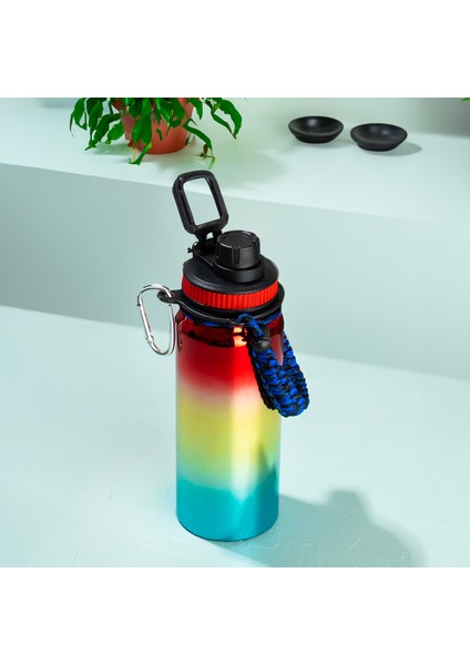 1395-3 Paslanmaz Çelik Sızdırmaz Çift Katmanlı Taşıma Askılı Çay Kahve Termosu Kırmızı 700 ml